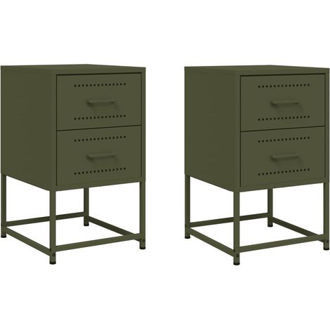 Maison Exclusive - Nachttische 2 Stk. Olivgrün 36x39x60,5 cm Stah