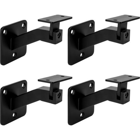 Supports de Main Courante Carré 4 Pièces Noires, Fixation Murale en Fer, Idéal pour Escalier avec Angle Variable (1/5)