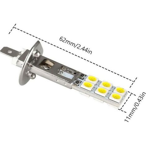 4 pièces ampoule H1 LED 12V 6000K blanc 12W LED feux antibrouillard de voiture 62 x 11 cm