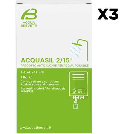 Anticorrosivo Antincrostante Acqua Brevetti AcquaSIL 2/15 1 Sacca Usa e Getta da 1KG - PC104 - 3 Confezioni