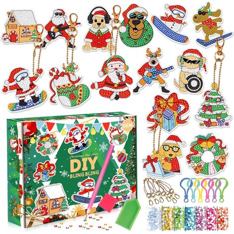 Blindbox mit Adventskalender für Kinder, DIY-Kreativ-Ornamente, Weihnachts-Blindbox, 24-teilig, Anhänger (1/4)