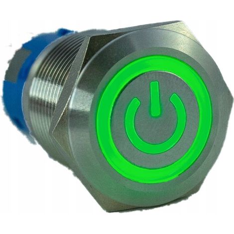 Pulsador biestable antivandálico 250V 5A 19x38MM verde (1/4)