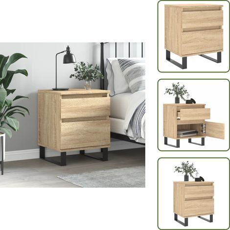 Mesita de noche Sonoma - vidaXL Mesita de noche madera de ingeniería roble Sonoma 40x35x50 cm - Mesita de noche con cajón