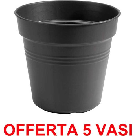 OFFERTA 5 VASO GREEN BASICS GROWPOT 11CM LIVING BLACK ELHO