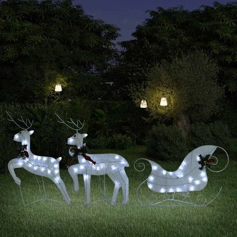 Décoration de Noël Renne et traîneau 60 LED extérieur Blanc (1/5)
