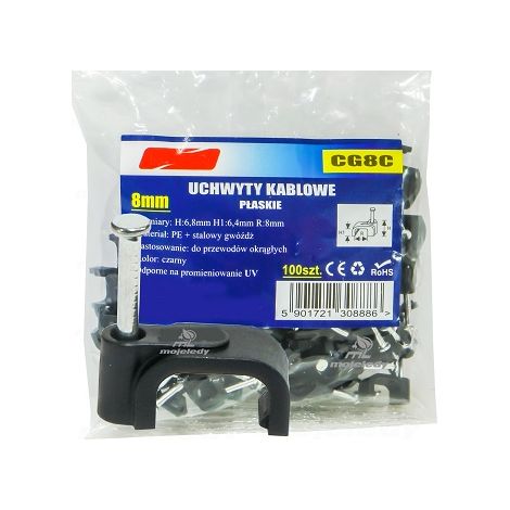 Portacavo piatto nero 6.4/8 100 pz CG8C (1/2)