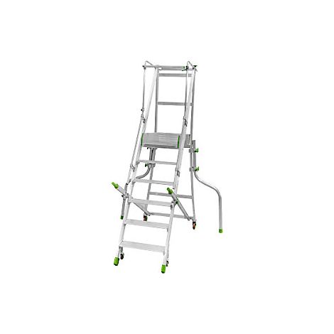 Escalera de aluminio móvil con tarima  plegable  con peldaños