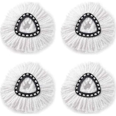 Lot de 4 têtes de serpillère en microfibre de rechange pour balai à franges Vileda/O-cedar Easywring - Blanc (1/4)