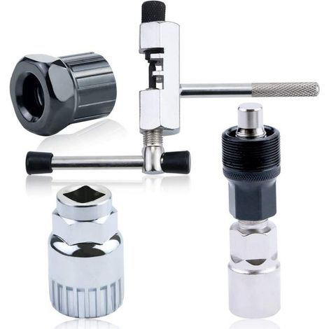 Extractor de bielas, juego de 4 piezas, llave para bielas, mantenimiento de bicicletas, extracción de bielas, universal, acero, fácil extracción del juego de bielas, llave para desmontar el eje de ped (1/5)