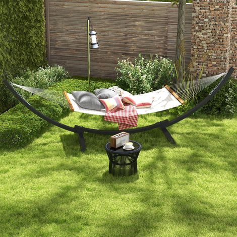 Outsunny Support Pied de Hamac Structure Robuste - Longueur 360cm pour Hamacs 270-330cm, Métal Époxy, Gris