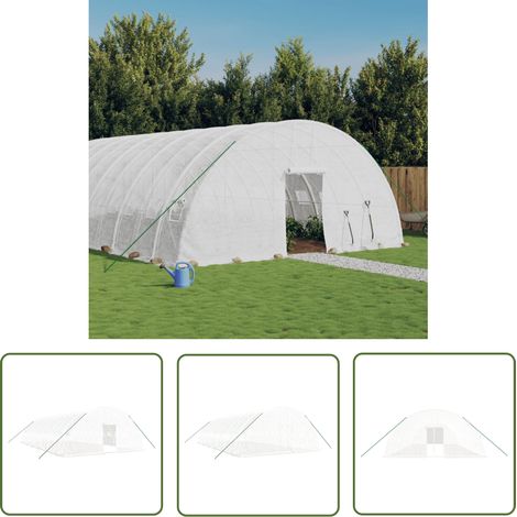 The Living Store Serre avec cadre en acier blanc 72 m² 12x6x2,85 m - Serre Jardin - Abri Jardin - Tunnel Jardin - Culture Hors Saison - Potager Extérieur (1/5)