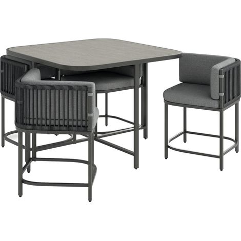4-Seater Rattan Cube Garden Furniture Set with Cushions - Charcoal Grey