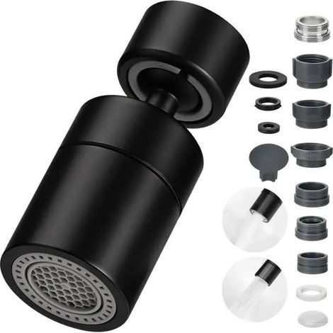 Embout de robinet pivotant à 360 °, M22/M24 - Économiseur d'eau rotatif avec 2 types de jet - Rallonge de robinet pour cuisine et