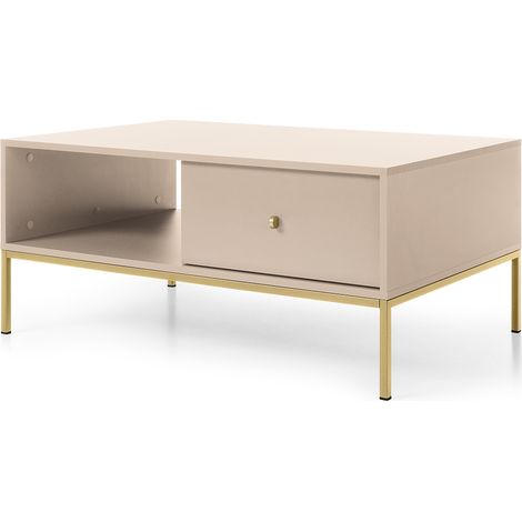 Couchtisch in beige, Fußgestell goldfarben, MALAGA-160 (1/5)