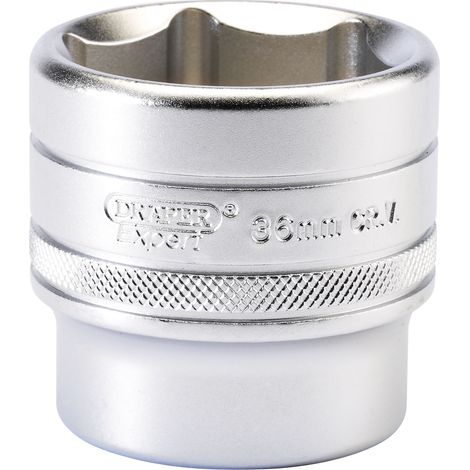 Draper 36mm 6-Point Socket for 1/2" Drive – Micro Satin Chrome Finish, Metric Size 16623