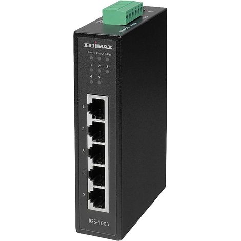 Commutatore Ethernet Industriale Edimax IGS-1005 Non Gestito a Livello 2 Gigabit con Montaggio a Parete (1/5)