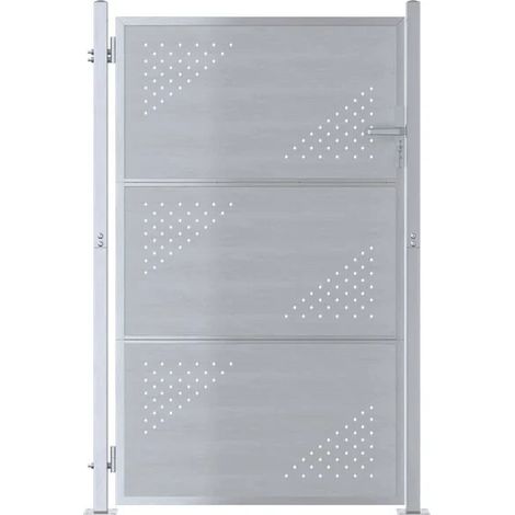 Portail de jardin argenté, 85 x 120 cm, acier inoxydable
