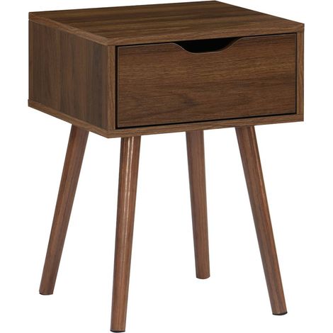 sweeek - Nachttisch mit nussfarbenem Holzdekor, 1 Schublade