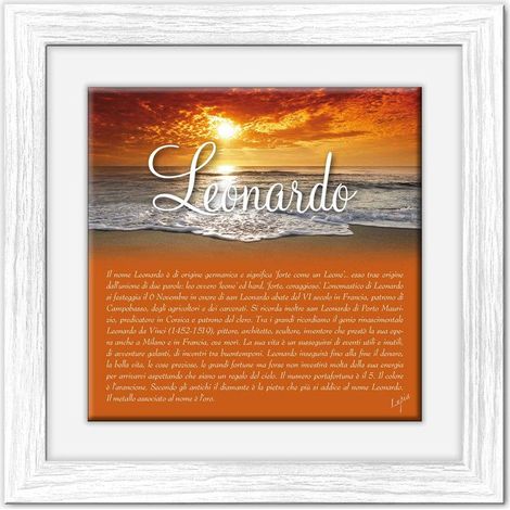 Lupia - Quadro mattonella Ceramica Modern White 29x29 cm con significato del nome Leonardo (1/4)