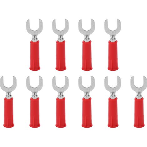 10 fiches banane fourche dominos laiton PVC 4mm/0,2in trou 8mm/0,3in fiche électrique rouge type U (1/5)