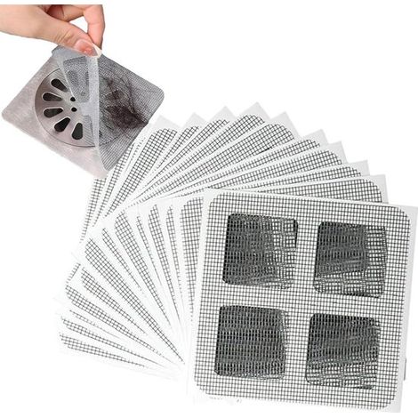 Lot de 50 filtres autocollants pour évier et douche, 10 x 10 cm, pièges à cheveux jetables pour baignoire et siphon, aide à prévenir les canalisations obstruées (1/5)