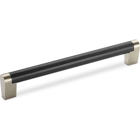 Stangengriff/ Relinggriff GRATE BA 192 mm Edelstahl gerändelt schwarz / Edelstahl matt (1/2)