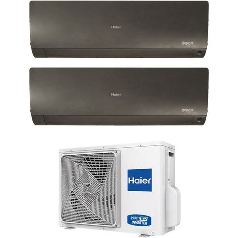 Haier Aire Acondicionado Split Inverter Serie FLEXIS PLUS NEGRO 7+12 con 2U50S2SM1FA R-32 Wi-Fi Integrado Color Negro 7000+12000
