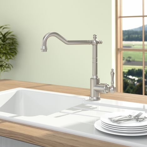 Villeroy & Boch Avia 2.0 - Miscelatore Cucina Alta Pressione con Cartuccia Ceramica, Rotazione 360° e Risparmio Idrico, Bocca 235 mm - Acciaio Inox Massiccio (1/3)
