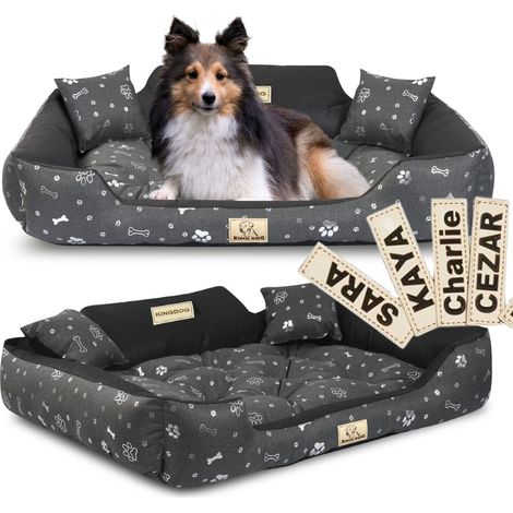 Cuccia per cani KINGDOG 100x75 cm personalizzata, impermeabile, a forma di ossa argentate