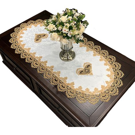 1 Nappe ovale, motif elliptique, dentelle, table basse, salle à manger (1/5)
