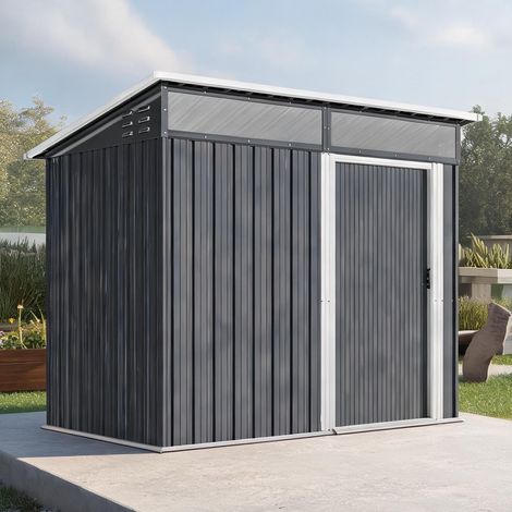 Abri de jardin coloris gris foncé en acier 195 x 122 x 182 cm (1/5)