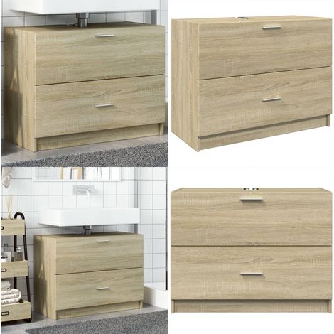 Armoire d'évier chêne sonoma 78x37x59 cm bois d'ingénierie - Meuble De Salle De Bain - Armoire De Lavabo - Rangement Salle De Bain - Évier - Chêne Sonoma - Home & Living