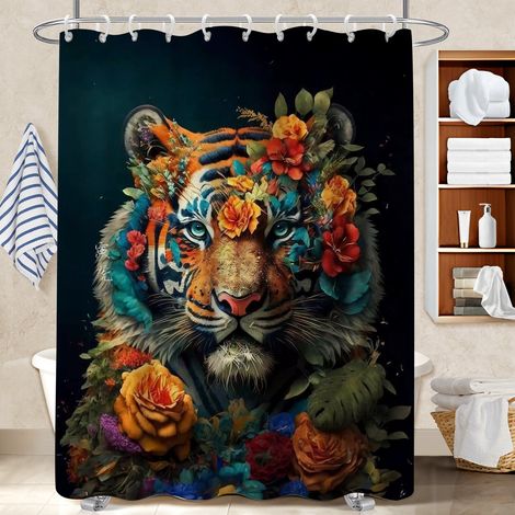 Rideau douche polyester 180x180 tissu respirant bâche de douche pour baignoire d’angle (1/5)