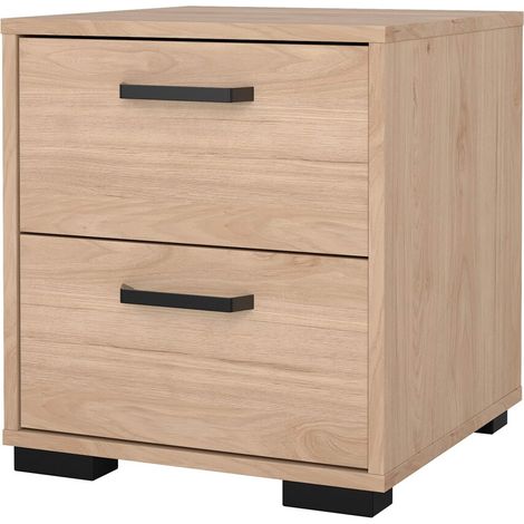 Comodino 2 Cassetti Tavolino Notte Moderno Guide In Acciaio A Scorrimento Fluido Design Elegante Essenziale Salvaspazio Per Camera Da Letto Cameretta 40.2 x 39.8 x 44.3 Cm Rovere