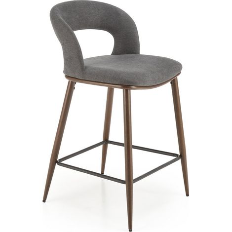 Chaise de bar en tissu gris avec pieds en métal aspect noyer Souad (1/5)