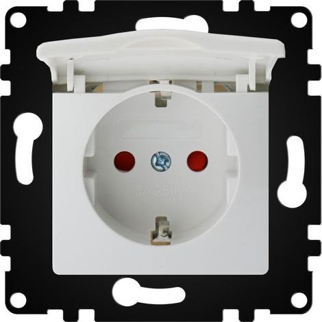 IluminaShop - Enchufe Empotrable Tipo F Schuko Blanco con Tapa 16A IP44 Serie wLux (1/3)