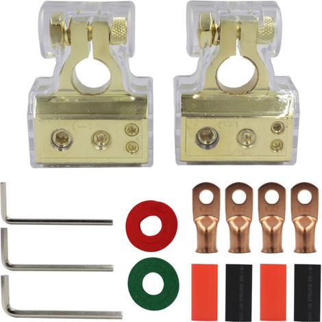 1 Pair Car Battery Terminals, Car Battery Terminal Connectors Kit, Positive & Negative Battery Terminal with Durable and Waterproof Transparent Shell (1/5)