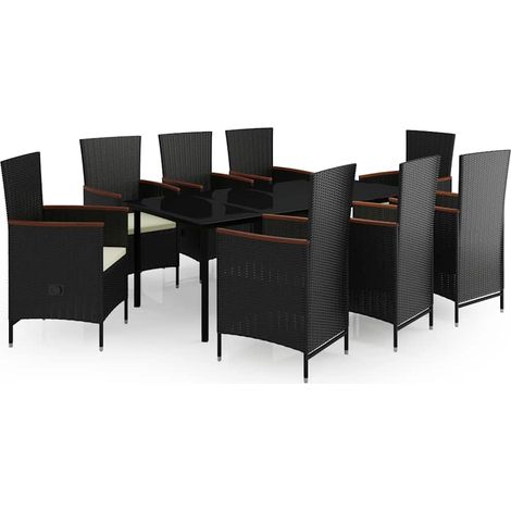 Maison Exclusive - Set da Pranzo da Giardino 9 pz con Cuscini Nero (1/5)