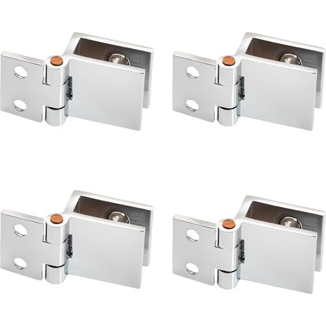 Quatre charnières pour portes en verre à clips de porte en alliage de zinc, vitrines, caves à vin, verre de 5 à 8 mm d'épaisseur. (1/5)
