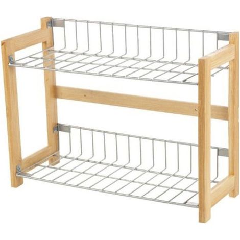 Mensola da Parete in Legno MDF e metallo scaffale a 2 ripiani Arredamento Cucina (1/2)