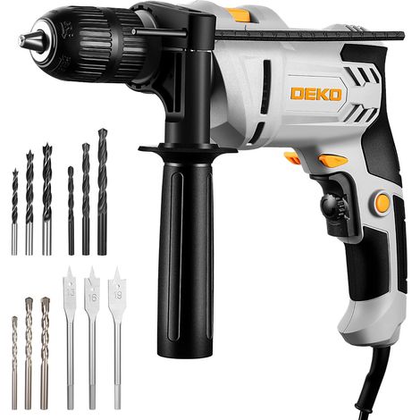 Perceuse à Percussion 710W - Perçage et Percussion 3000 RPM, 48,000 BPM, Mandrin Sans Clé 13 mm, Livrée avec 12 Mèches, Poignée Rotative 360°, Idéale pour le Bois, le Métal et le Béton (1/5)