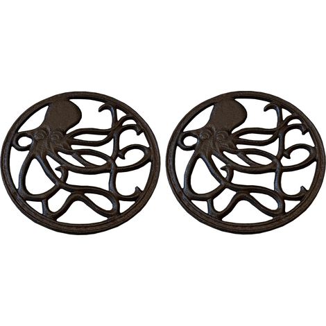 Cast Iron Round Octopus Themed Table Trivet (Pack of 2) (1/5)