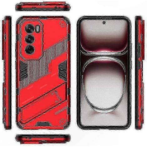 Étui rigide tactique avec béquille pour Oppo Reno 12 Pro 5G, coque de protection renforcée, robuste et légère, support de visionnage intégré, accessoire résistant aux chocs et à l’usure, design ergono (1/5)