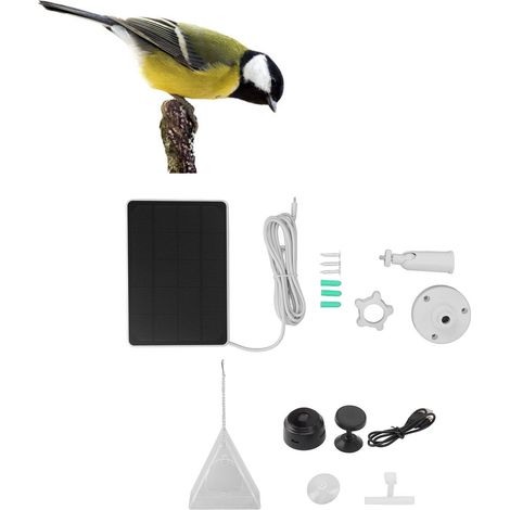 Intelligenter 3,3-W-Vogelfutterspender mit Echtzeit-Außenüberwachung, HD-Kamera und Solarladepanel (Dreieck + Kamera + Solarpanel) (1/5)