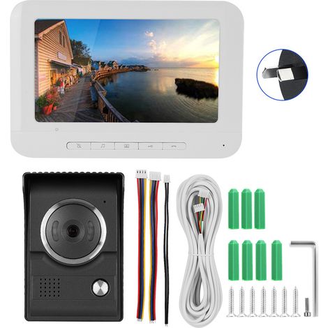Écran couleur TFT LCD 7 pouces HD vidéo interphone moniteur de porte surveillance sonnette 100-240V (prise AU) (1/5)