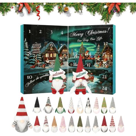 Calendrier de compte à rebours de Noël Décoration d'objets de collection 24 jours - Calendrier de compte à rebours Gnome pour Noël - Pour adultes, amis, enfants, adolescents, cheminée, arbre (1/5)