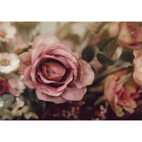 Papier peint mural fleurs roses nature intissé grand format design intérieur salon chambre pas cher 150x105 cm (1/5)