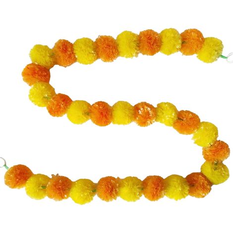 Guirlande Artificielle - Fleur Synthétique Orange Jaune - Décoration Murale Pour Mariages Fêtes Noël Célébrations - 2 m (1/5)