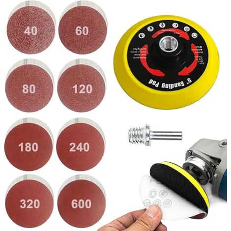 125mm Disques Abrasifs, Disques De Ponçage, Disques Plateau De Ponçage, Kit De Disque Abrasif, Disque De Ponçage De Grain,10x 40/60/80/120/180/240/320/600 Pour Perceuse, Meuleuse, Outils Rotatifs (1/5)