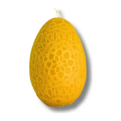 Candela a forma di uovo di Pasqua (motivo "pizzo") 100% cera d'api